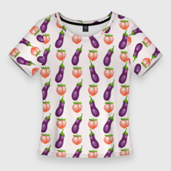 Женская футболка 3D Slim Баклажаны и персики паттерн