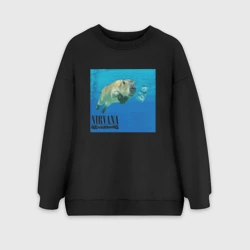 Женский свитшот oversize без начеса хлопок Капибара в нирване