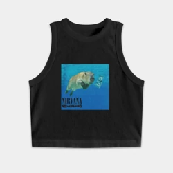 Женская укороченная майка-топ хлопок Капибара в нирване