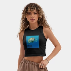 Женская укороченная майка-топ хлопок Капибара в нирване - фото 2