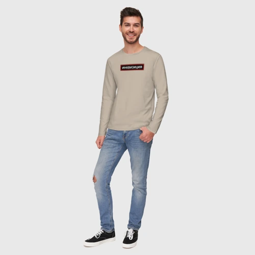 Мужской лонгслив хлопок с принтом Инквизиция, вид сбоку #3