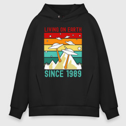 Мужское худи Oversize хлопок Живу на земле с 1989