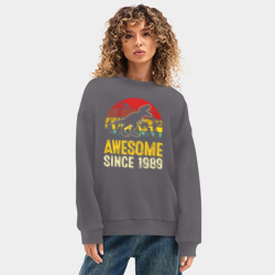 Женский свитшот oversize без начеса хлопок Потрясающий динозавр с 1989 года - фото 2