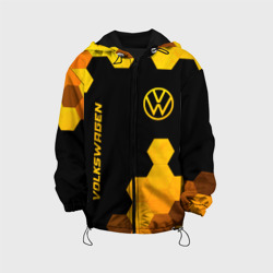 Детская куртка 3D Volkswagen - gold gradient: символ и надпись вертикально