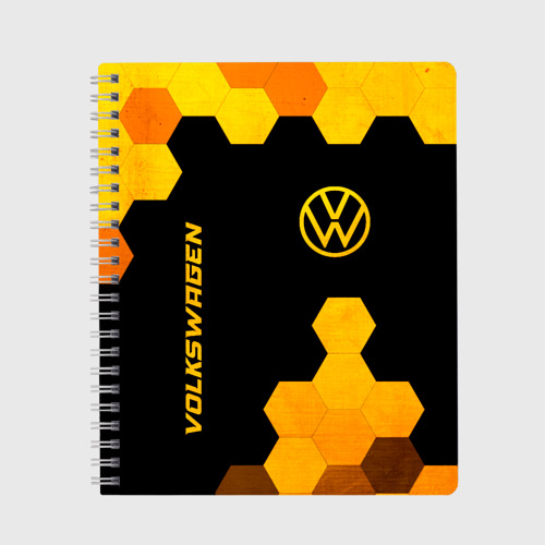 Тетрадь Volkswagen - gold gradient: символ и надпись вертикально, цвет клетка