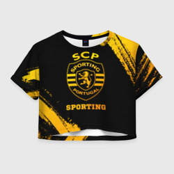 Женская футболка Crop-top 3D Sporting - gold gradient