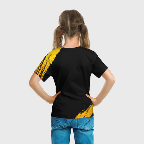 Детская футболка 3D с принтом Sporting - gold gradient, вид сзади #2
