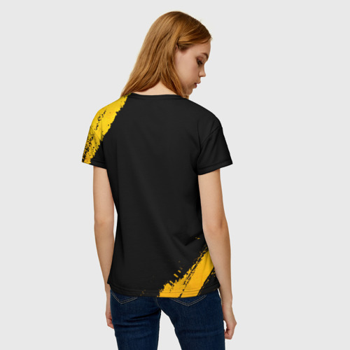 Женская футболка 3D с принтом Sporting - gold gradient, вид сзади #2