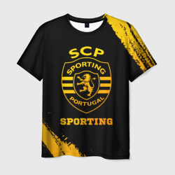 Мужская футболка 3D Sporting - gold gradient