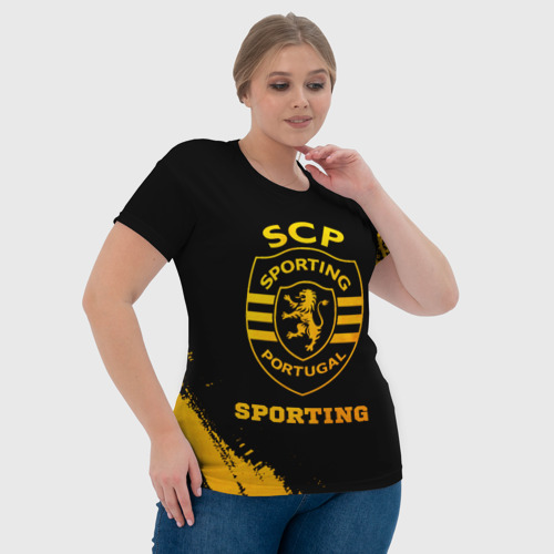 Женская футболка 3D с принтом Sporting - gold gradient, фото #4