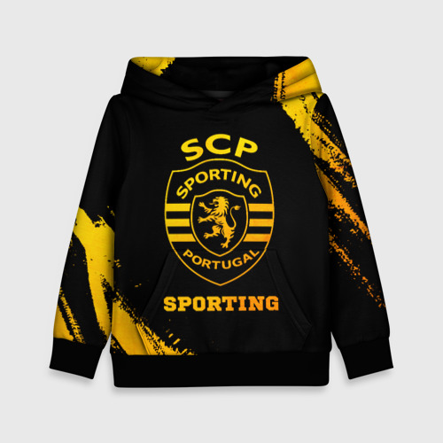 Детская толстовка 3D Sporting - gold gradient, цвет черный