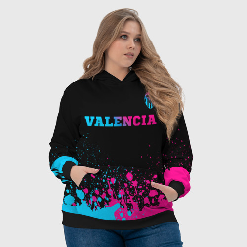 Женская толстовка 3D Valencia - neon gradient: символ сверху, цвет 3D печать - фото 6