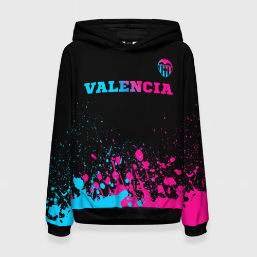 Женская толстовка 3D Valencia - neon gradient: символ сверху, цвет 3D печать