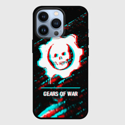 Чехол для iPhone 13 Pro Gears of War в стиле glitch и баги графики на темном фоне