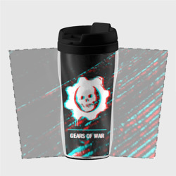 Термокружка-непроливайка Gears of War в стиле glitch и баги графики на темном фоне - фото 2