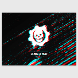 Поздравительная открытка Gears of War в стиле glitch и баги графики на темном фоне