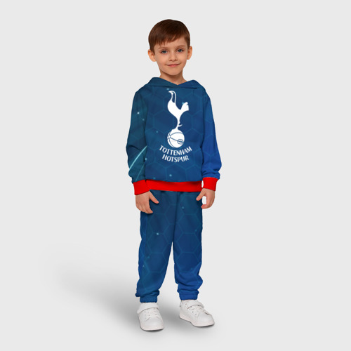 Детский костюм с толстовкой с принтом Tottenham Hotspur Соты абстракция, фото на моделе #1