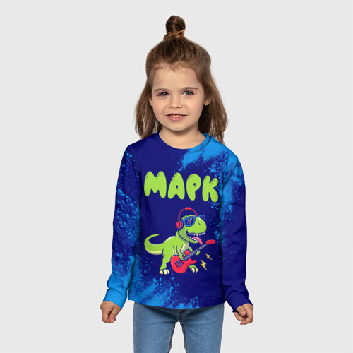 Детский лонгслив 3D Марк рокозавр, цвет 3D печать - фото 5