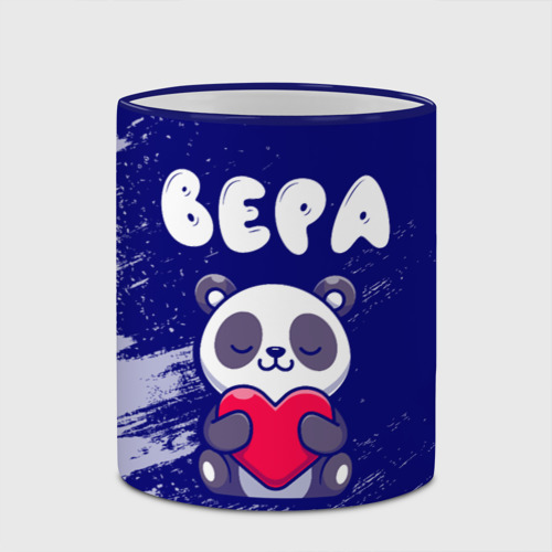 Кружка с полной запечаткой Вера панда с сердечком, цвет Кант синий - фото 4