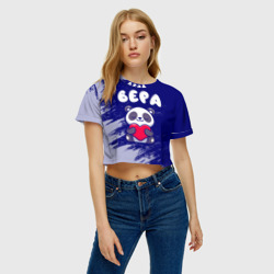 Женская футболка Crop-top 3D Вера панда с сердечком - фото 2