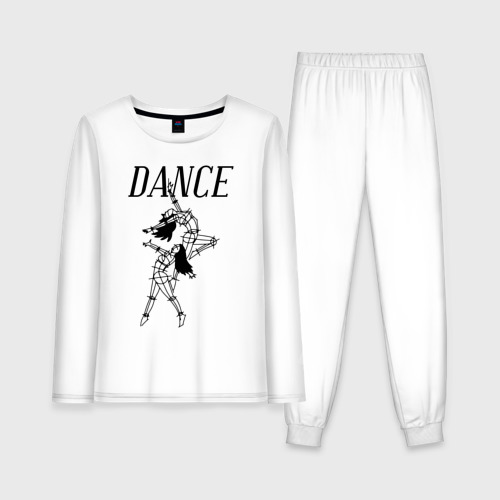 Женская пижама с лонгсливом хлопок Dance Go Go, цвет белый