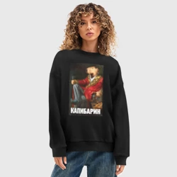 Женский свитшот oversize без начеса хлопок Капибарин - фото 2