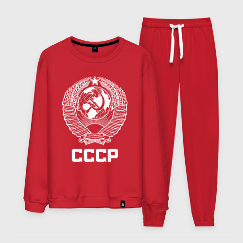 Мужской костюм хлопок с принтом Герб СССР Союз Советских Социалистических Республик, вид спереди #2