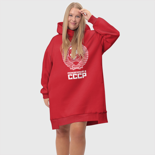 Платье-худи хлопок Рожденный в СССР Союз Советских Социалистических Республик, цвет красный - фото 6