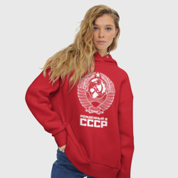 Женское худи Oversize хлопок Рожденный в СССР Союз Советских Социалистических Республик - фото 2