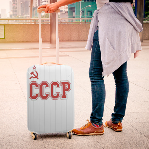 Чехол для чемодана 3D СССР на белом с полосами - Союз Советских Социалистических Республик, цвет 3D печать - фото 4