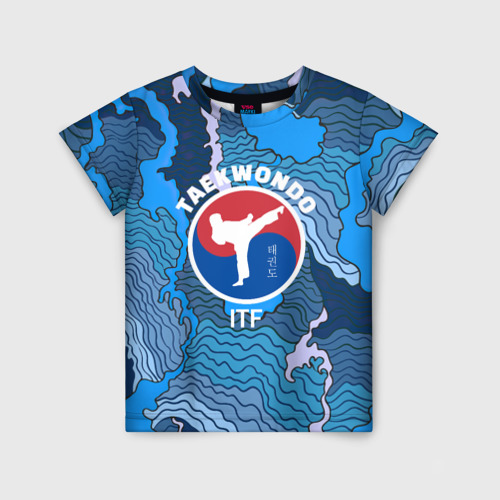 Детская футболка с принтом Тхэквондо ITF, вид спереди №1