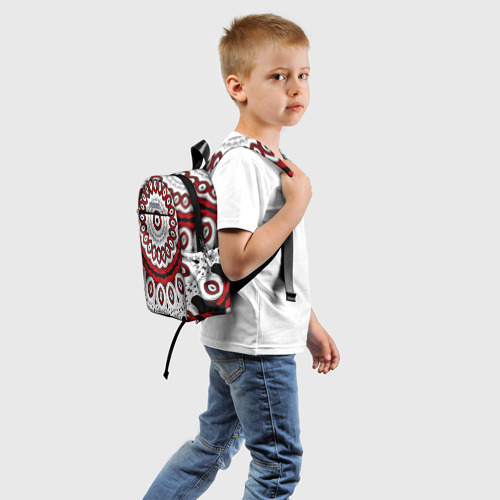 Детский рюкзак 3D Красно-черный калейдоскоп мандала - фото 2