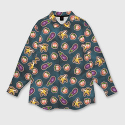 Мужская рубашка oversize 3D Баклажаны персики бананы паттерн