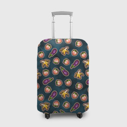 Чехол для чемодана 3D Баклажаны персики бананы паттерн