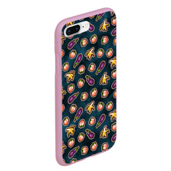Чехол для iPhone 7Plus/8 Plus матовый Баклажаны персики бананы паттерн - фото 2
