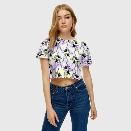 Женская футболка Crop-top 3D Танцы паттерн, цвет 3D печать - фото 3