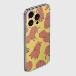 Чехол для iPhone 16 Pro Max силиконовый с защитой камеры Паттенрн из капибар - фото 2