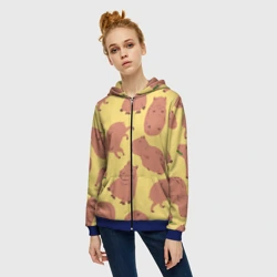 Женская толстовка 3D на молнии Паттенрн из капибар - фото 2