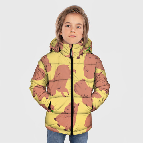Зимняя куртка для мальчиков 3D Паттенрн из капибар, цвет черный - фото 3