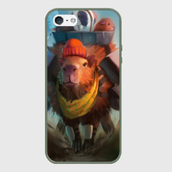 Чехол для iPhone 5/5S матовый Капибара спешит домой