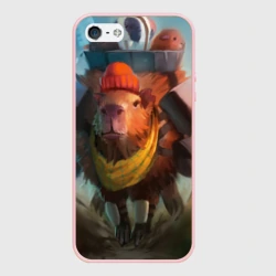 Чехол для iPhone 5/5S матовый Капибара спешит домой