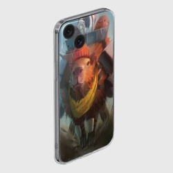 Чехол для iPhone 15 силиконовый с защитой камеры Капибара спешит домой - фото 2