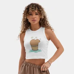Женская укороченная майка-топ хлопок Капибара на чиле - фото 3