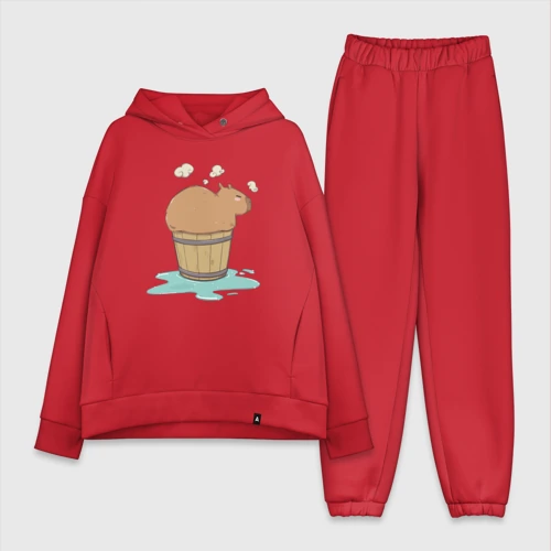 Женский костюм хлопок Oversize Капибара на чиле