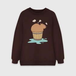 Женский свитшот oversize без начеса хлопок Капибара на чиле