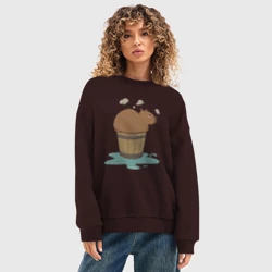 Женский свитшот oversize без начеса хлопок Капибара на чиле - фото 2