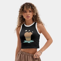 Женская укороченная майка-топ хлопок Капибара на чиле - фото 2