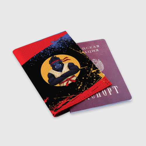 Обложка для паспорта матовая кожа Карате горилла, цвет пыльно-розовый - фото 3