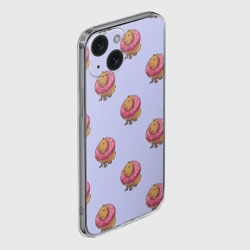 Чехол для iPhone 15 силиконовый с защитой камеры Капибара в пончике паттерн - фото 2