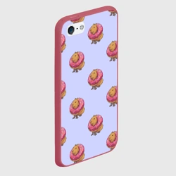 Чехол для iPhone 5/5S матовый Капибара в пончике паттерн - фото 2